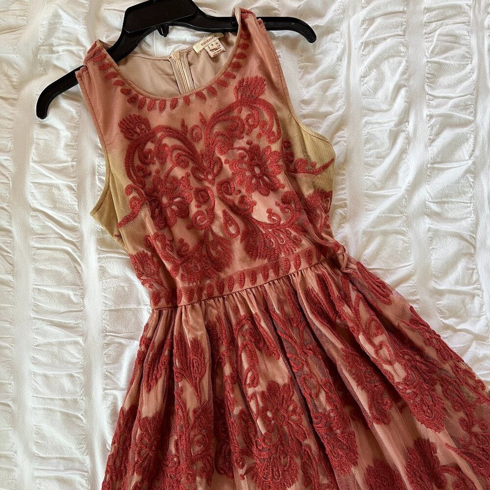 Sundance Red and Nude Embroidered Dress, Size: 8